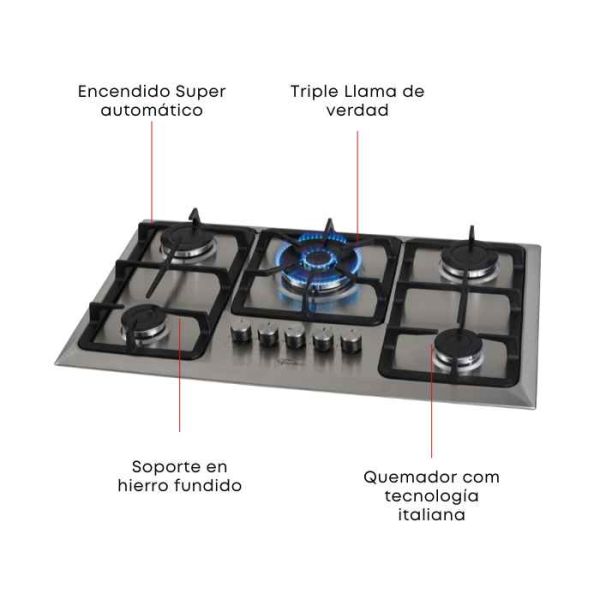 Imagen de ANAFE FISCHER INFINITY 5H GAS TRIPLE LLAMA INOX