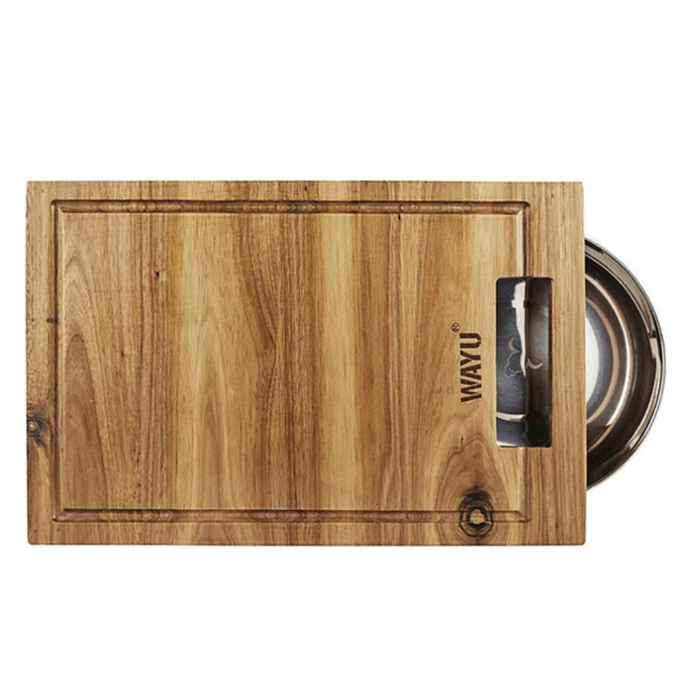 Imagen de TABLA MADERA WAYU BANDEJA DE ACERO  5669