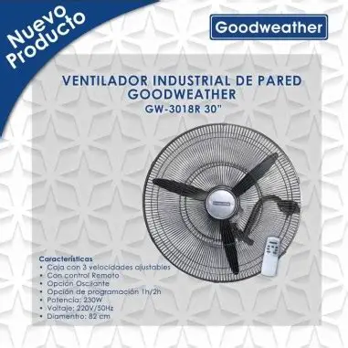 Imagen de VENTILADOR GOODWEATHER IND. D/PARED 30" IND GW-3018R