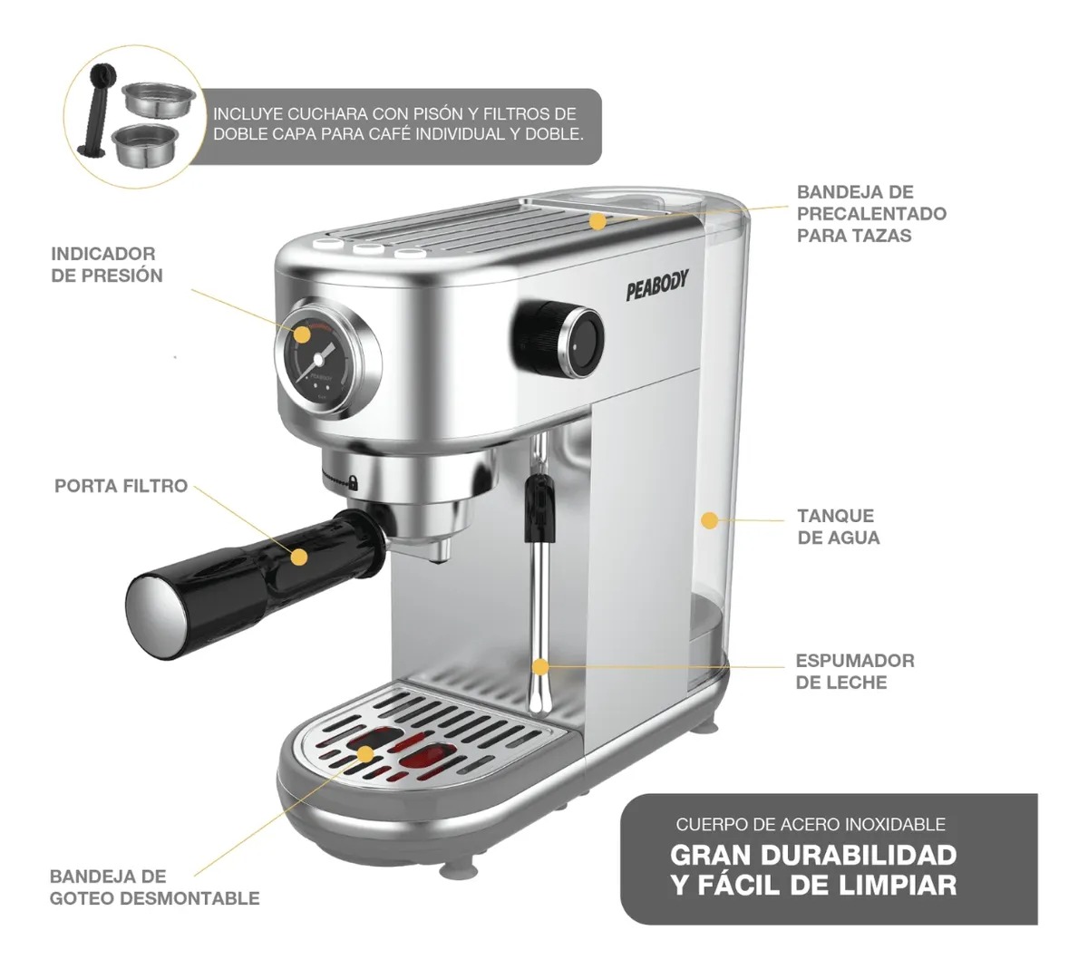 Imagen de CAFETERA PEABODY EXPRESS PE-CED5005IX